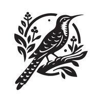 Whippoorwill Bird in Black Silhouette vector