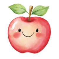 A smiling apple image on transparent background. png