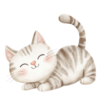 A smiling tabby kitten on transparent background. png