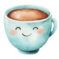 A smiling cup of coffee on transparent background. png