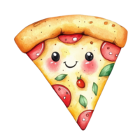 A pizza slice smiling on transparent background. png