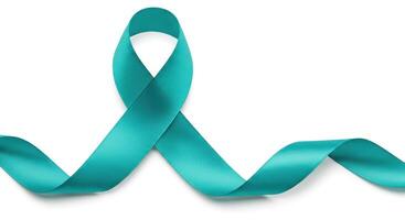 world day ovarian world, Teal Ribbon on White Background photo
