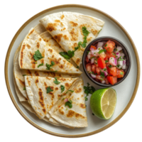 Quesadillas with salsa on transparent background png
