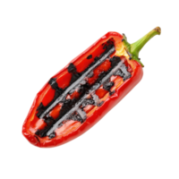 Grilled red pepper half on transparent background png