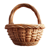 Woven wicker basket sturdy curved handle and traditional rustic natural design png