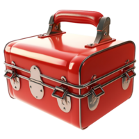 Red metal toolbox sturdy handle and secure silver latches png
