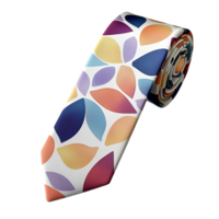 Colorful geometric patterned tie rolled neatly modern stylish design png