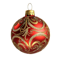 Red and gold Christmas ornament intricate patterns and hanging loop png