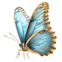 Blue butterfly delicate wings and intricate black and white patterns png