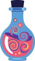 Colorful potion bottle with swirling liquids in a flat design style art vector