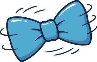 Blue bow tie in a playful, animated style with motion lines, flat illustration vector