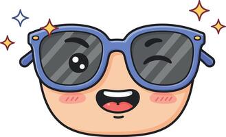 Happy cartoon character with sunglasses in a minimal and playful design style illustration vector