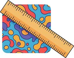 Colorful abstract pattern with a yellow ruler in flat art style vector