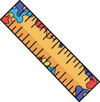 Colorful flat ruler with abstract shapes and designs showcasing measurement in vibrant art vector