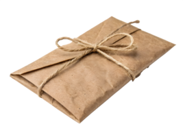 Rustic Kraft Paper Envelope Tied with Jute Twine on Transparent Background png