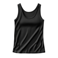 Simple black tank top on a transparent background. The garment is folded with light and shadow on the material. Clothing item for any design need. png