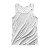 White undershirt lies flat against transparent background. Garment shows texture. Soft fabric folds. Clean look with simple design. png
