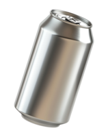 Metallic silver beverage can for mockup lying on its side, showcasing a sleek design with a reflective surface png