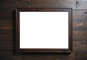Timeless Still Life, A Dark Brown Blank Frame and a Faded Memory on a Wooden Table png