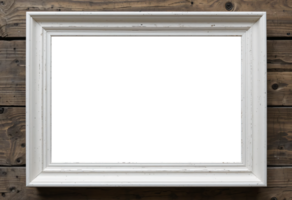 A White Blank Frame Sharing Space with a Faded Element on a Rustic Wooden Table png