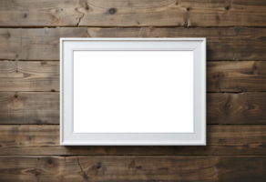 A White Blank Frame and a Faded Object Resting on a Wooden Surface png