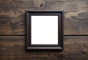 A Dark Brown Empty Frame Sharing Space with a Faded Object on Wood png