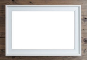Minimalist Still Life, A White Empty Frame and a Faded Presence on Wood png