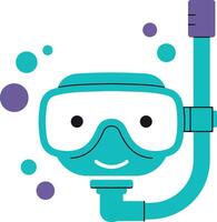 Friendly scuba diver character with a snorkel in flat art style featuring playful bubbles and a cheerful expression in vibrant colors illustration vector