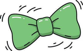 A vibrant green bowtie in a playful flat design style showcasing movement and charm as art vector
