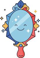 Cheerful smiling mirror with colorful ornate frame in flat art style vector