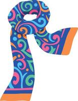 Colorful patterned scarf with swirls and vibrant hues in flat art vector