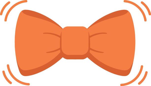 Orange bow tie in a flat, playful design with motion lines creating a sense of movement, art vector