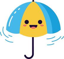 Happy cartoon umbrella with smiling face in flat design art vector