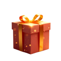 A 3D render of a gift box style with a ribbon on geometric gift box on a transparent background png