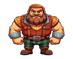 Bold Lumberjack Figure with Beard in Transparent Background png