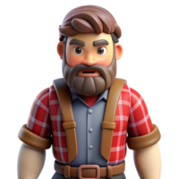 Flannel Shirted Lumberjack with Beard Isolated png