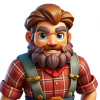 Lumberjack with Beard Standing Proud Transparent Background png
