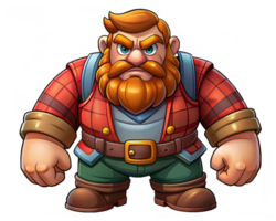 Wild Beard Lumberjack in Rustic Outfit png