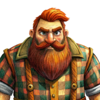 Rustic Lumberjack with Heavy Beard and Outfit png