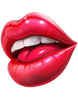 High Gloss Red Lips Icon in Transparent Background png