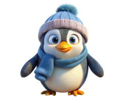 Snow Ready Penguin in Knitted Cap png