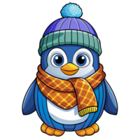 Penguin in Knitted Cap on Transparent Background png
