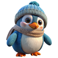 Penguin in Soft Knitted Cap for Cold Days png