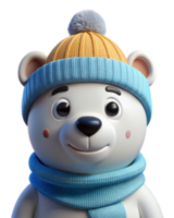 Polar Bear with Cozy Wool Cap for Winter png