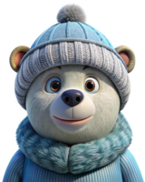 Polar Bear Character with Knitted Hat Design png