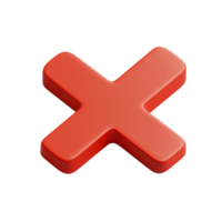 3D Red Cross Symbol Isometric Design, Rejection, Error Icon png