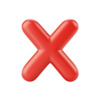 3D Red X Mark Bold Design Element for Rejection, Cancel, or Error png