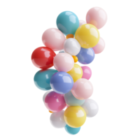 Colorful Balloons Floating, 3D Render, Pastel Design, Festive Mood png