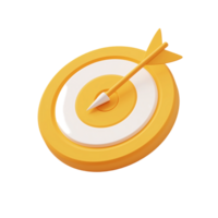 3D Render of Yellow Target with Arrow Achieving Success and Goals png