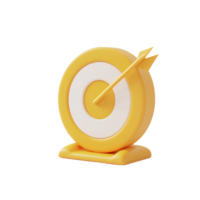 3D Render of Yellow Target with Arrow Achieving Goals Design png